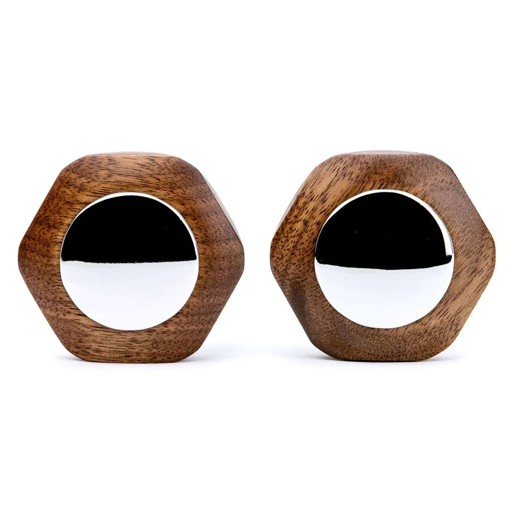 Wood Knobs with Chrome (Set of 2) - The Noble Barista-Clive Coffee-